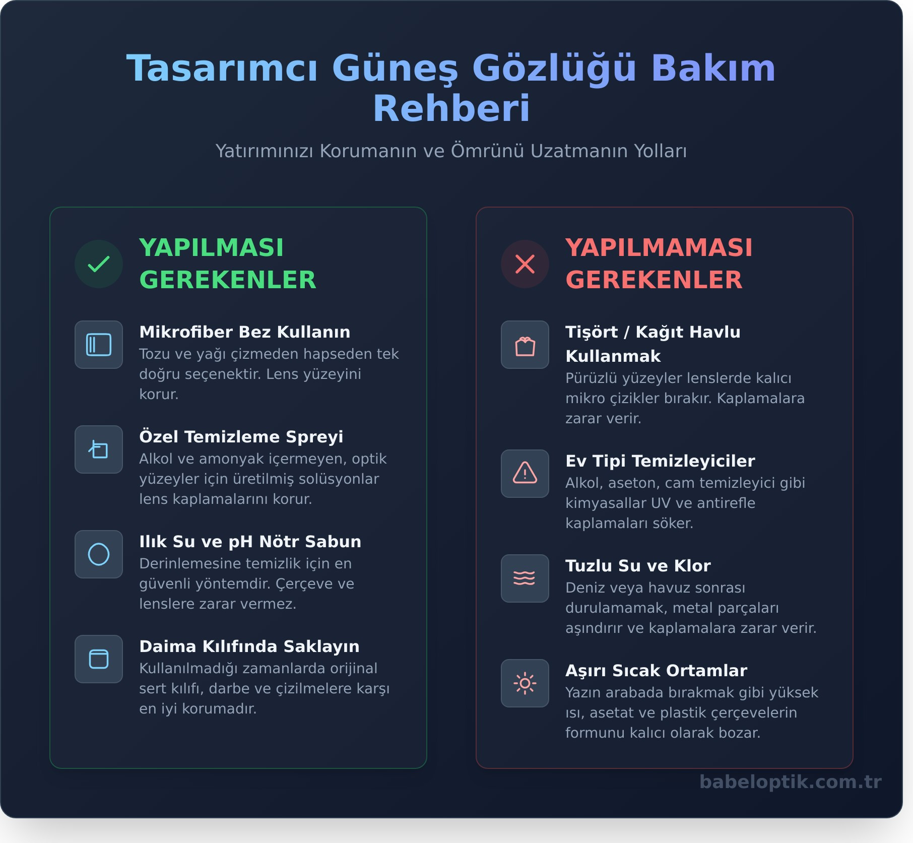 Güneş Gözlüğü Bakımı: Lüks Gözlüklerinizi Koruma Sanatı - Infographic