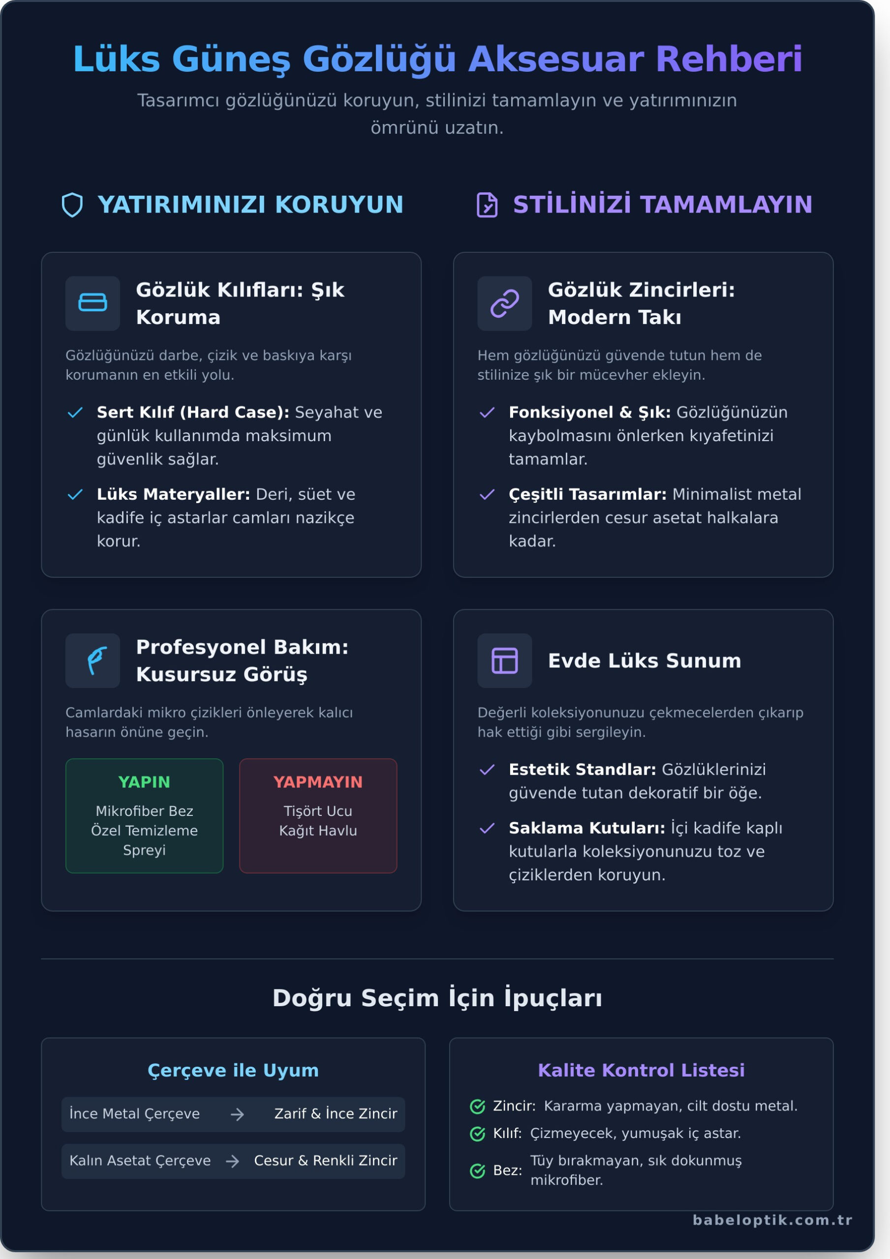 Lüks Gözlük Aksesuarları: Stilinizi Tamamlayan ve Koruyan Seçimler - Infographic