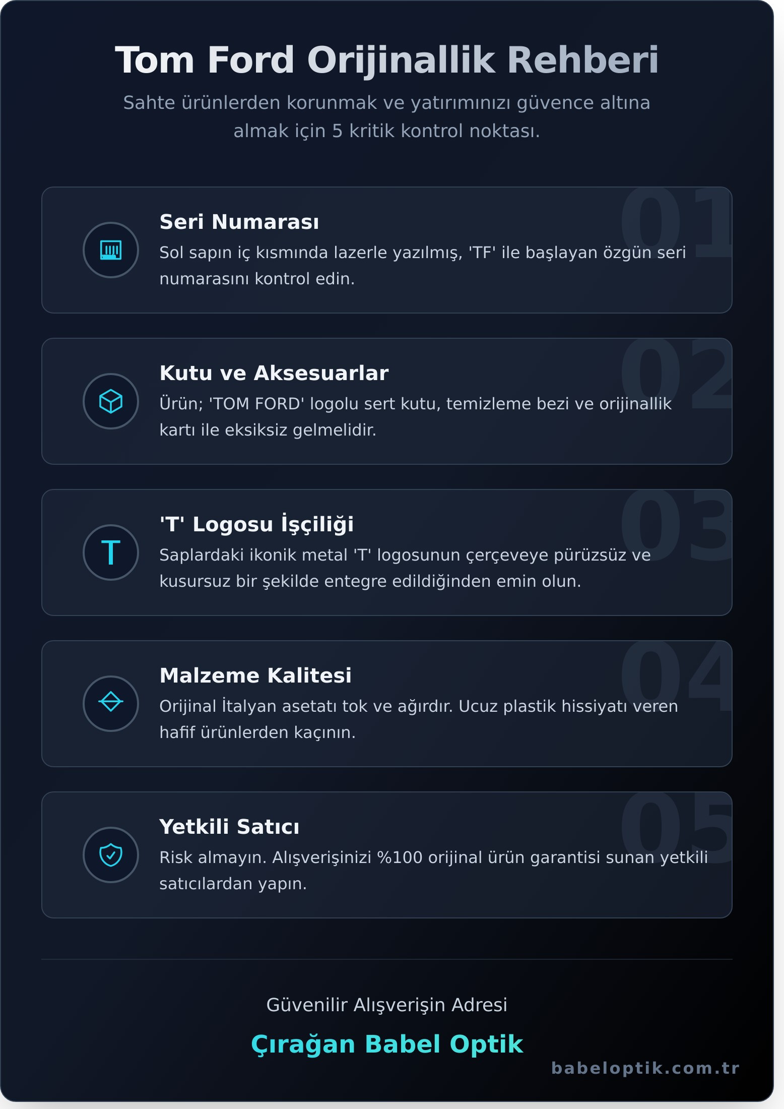Tom Ford Gözlük Türkiye Rehberi: Orijinal Modeller ve Güvenilir Alışveriş - Infographic