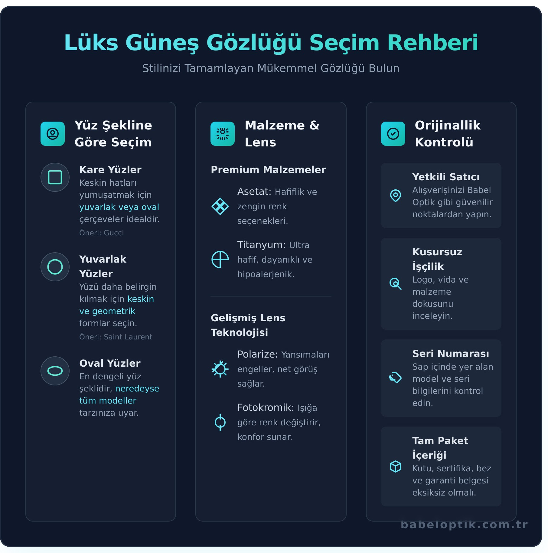 Ünlü Güneş Gözlüğü Markaları: Stil Sahibi Seçimler İçin Kapsamlı Rehber 2 Ünlü Güneş Gözlüğü Markaları: Stil Sahibi Seçimler İçin Kapsamlı Rehber - Infographic
